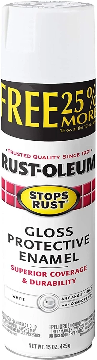 Rust-Oleum Stops Rust Protective Spray Enamel, Gloss – 25% more, 15 oz 3 Rust-Oleum Stops Rust Protective Spray Enamel, Gloss – 25% more, 15 oz