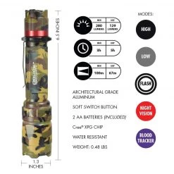 Police Security Trac Tact Camouflage LED Flashlight -Home Improvement Sales Shop 69610004 2