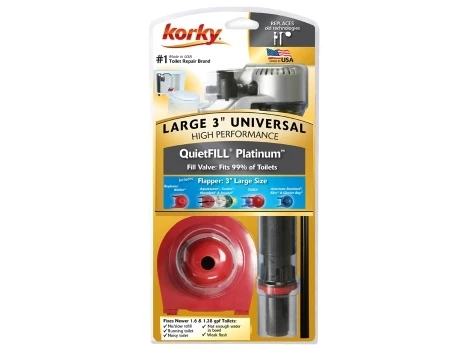 Korky QuietFill Platinum Fill Valve and 3" Flapper Kit 3 Korky QuietFill Platinum Fill Valve and 3" Flapper Kit