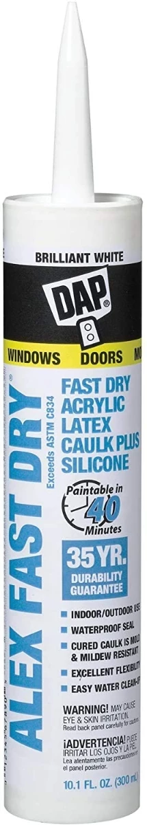 ALEX FAST DRY Acrylic Latex Caulk Plus Silicone 10.1 FL OZ White 3 ALEX FAST DRY Acrylic Latex Caulk Plus Silicone 10.1 FL OZ White
