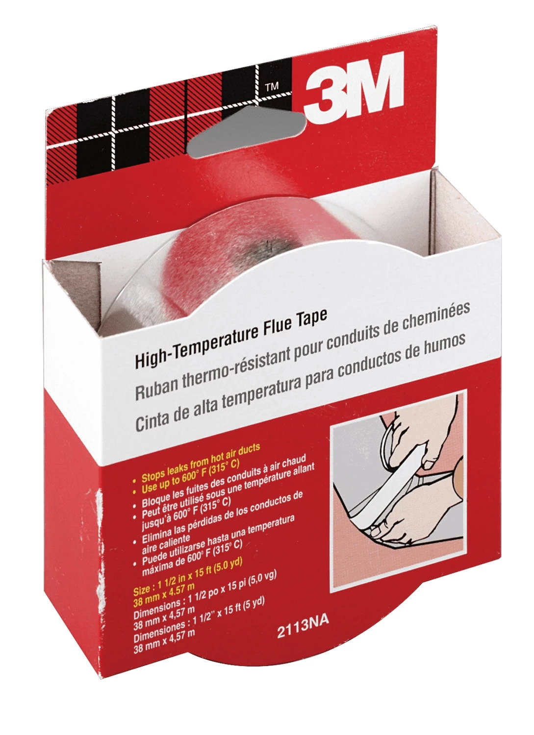 3M High-Temperature Flue Tape - 1 1/2" x 15' 3 3M High-Temperature Flue Tape - 1 1/2" x 15'