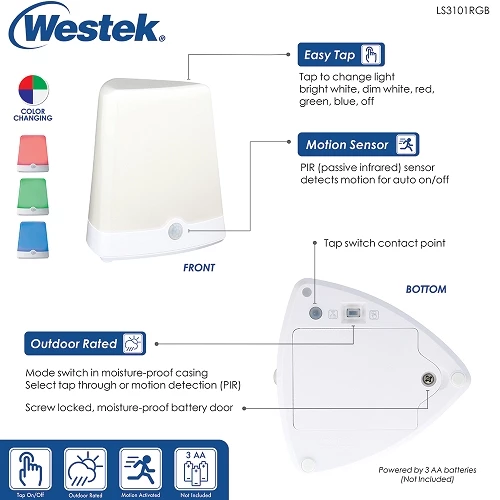 Amertac Indoor/Outdoor Color-Changing LED Light | LS3101RGB 9 Amertac Indoor/Outdoor Color-Changing LED Light | LS3101RGB - Image 7