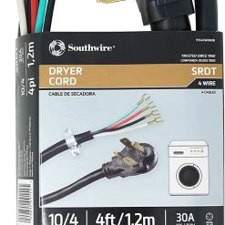 Southwire 10/4 4' Round Dryer Cord – 50 Amp 8 Southwire 10/4 4' Round Dryer Cord – 50 Amp -Home Improvement Sales Shop 7610006 2