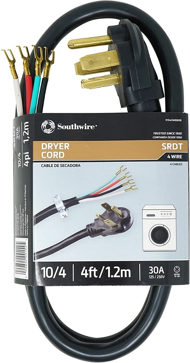 Southwire 10/4 4' Round Dryer Cord – 50 Amp 4 Southwire 10/4 4' Round Dryer Cord – 50 Amp - Image 2