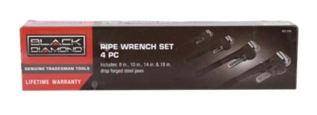 Black Diamond Pipe Wrench 4 pc. Set 3 Black Diamond Pipe Wrench 4 pc. Set