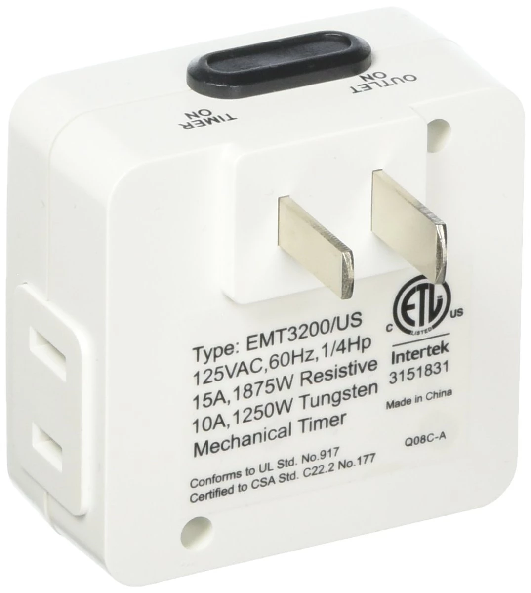 Tru Guard Indoor 24-Hour Mechanical Timer with 2-Outlets, 125V 4 Tru Guard Indoor 24-Hour Mechanical Timer with 2-Outlets, 125V - Image 2