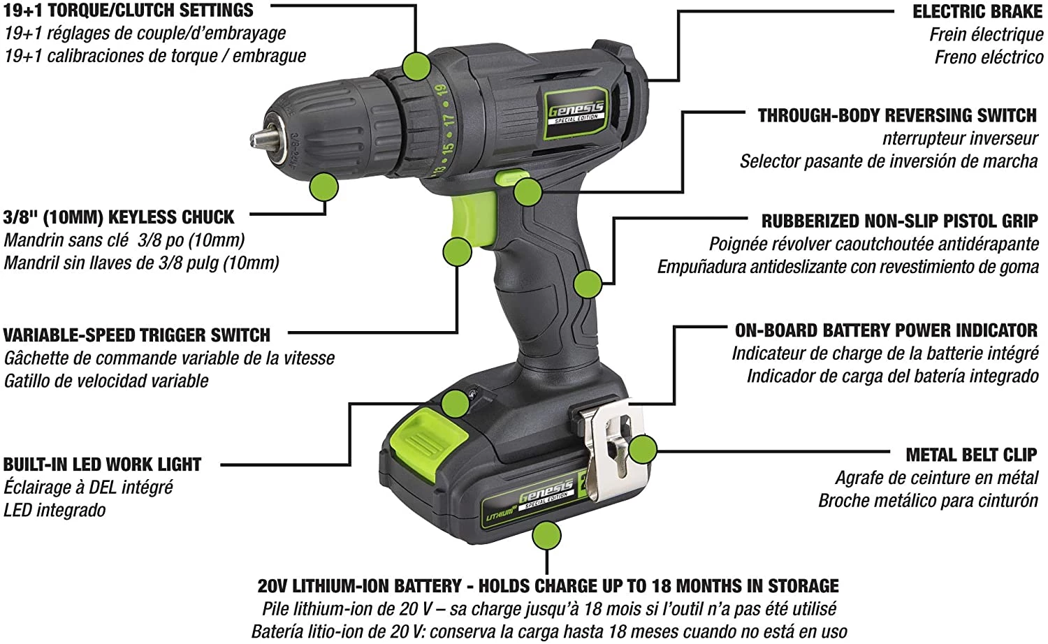 Genesis Special Edition 20V Lithium-Ion Cordless Drill/Driver 5 Genesis Special Edition 20V Lithium-Ion Cordless Drill/Driver - Image 3
