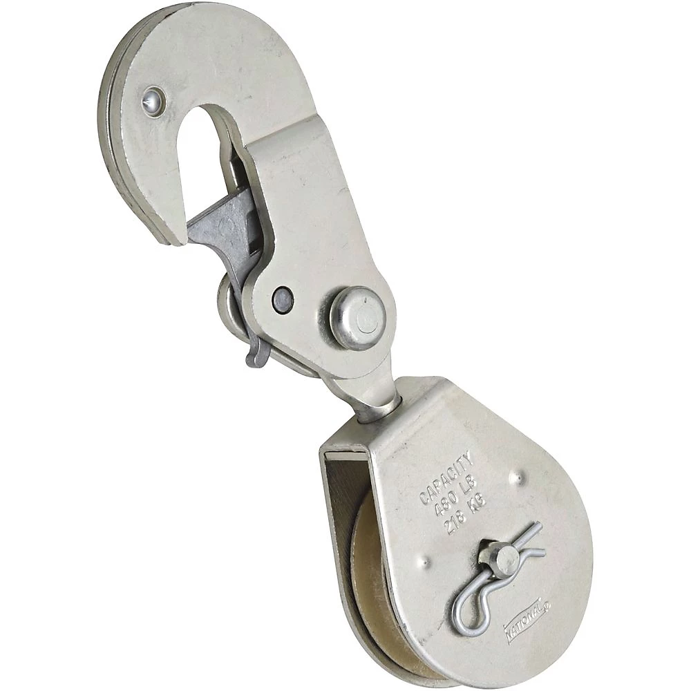 National Manufacturing Latching Swivel Hook Single Pulley - 2" 3 National Manufacturing Latching Swivel Hook Single Pulley - 2"