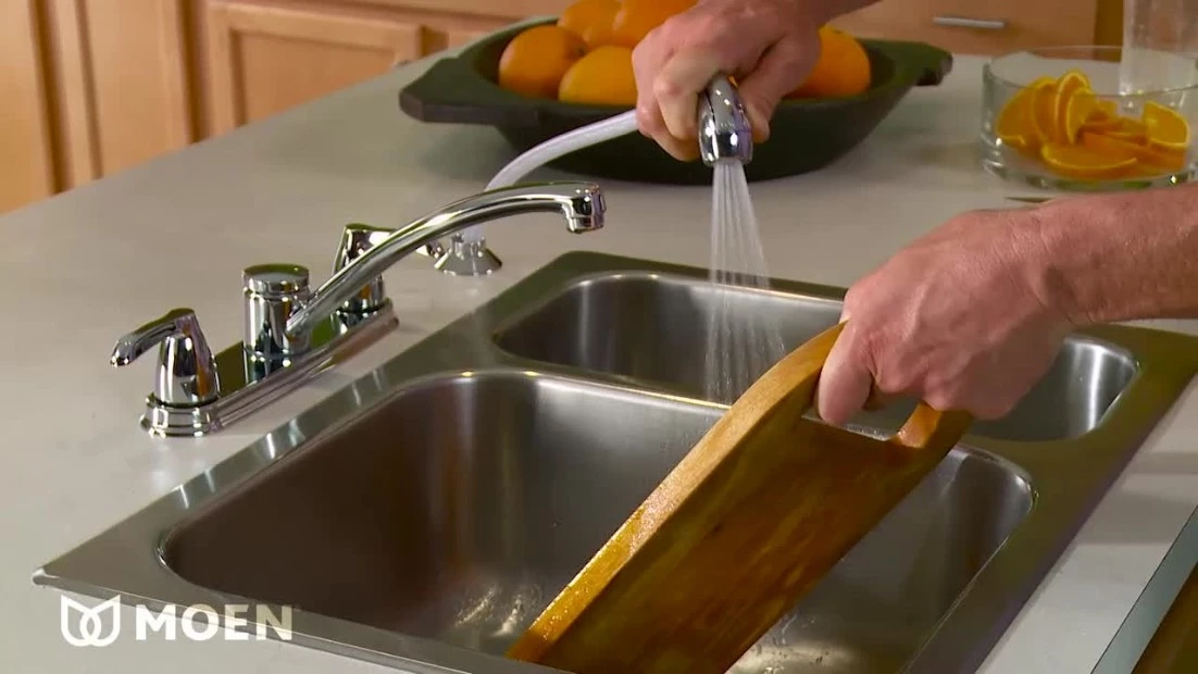 Moen Adler Chrome Two-Handle Low Arc Kitchen Faucet 6 Moen Adler Chrome Two-Handle Low Arc Kitchen Faucet - Image 4