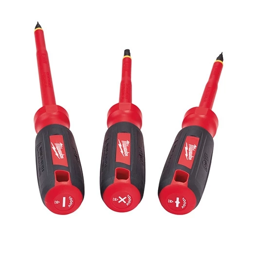 Milwaukee 3 PC 1000V Insulated Screwdriver Set 3 Milwaukee 3 PC 1000V Insulated Screwdriver Set