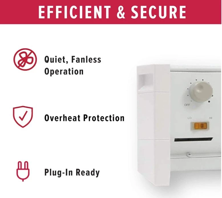 Fahrenheat White Portable Electric Hydronic Baseboard Heater - 1500 W, 120 V 5 Fahrenheat White Portable Electric Hydronic Baseboard Heater - 1500 W, 120 V - Image 3