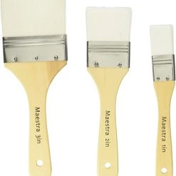 Linzer AMU-1023 Maestra White Taklon Flat Utility Paint Brush Set, 3-Piece