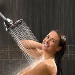Water Pik RainFall+™ Rain Shower Head -Home Improvement Sales Shop asr 733 rain shower head in use.