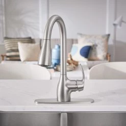 Moen Kleo Spot Resist Stainless One-Handle High Arc Pulldown Kitchen Faucet 20 Moen Kleo Spot Resist Stainless One-Handle High Arc Pulldown Kitchen Faucet -Home Improvement Sales Shop ca87011srs 8 1