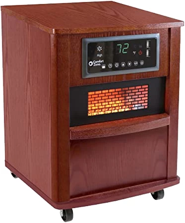 Comfort Zone CZ2062C Infrared Quartz Wood Cabinet Heater, 20", Cherry 3 Comfort Zone CZ2062C Infrared Quartz Wood Cabinet Heater, 20", Cherry