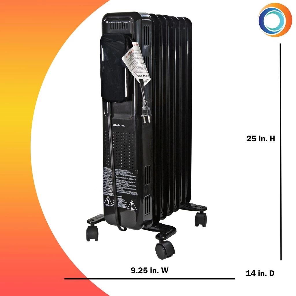 Comfort Zone Oil-Filled Digital Radiator Heater, Black 5 Comfort Zone Oil-Filled Digital Radiator Heater, Black - Image 3