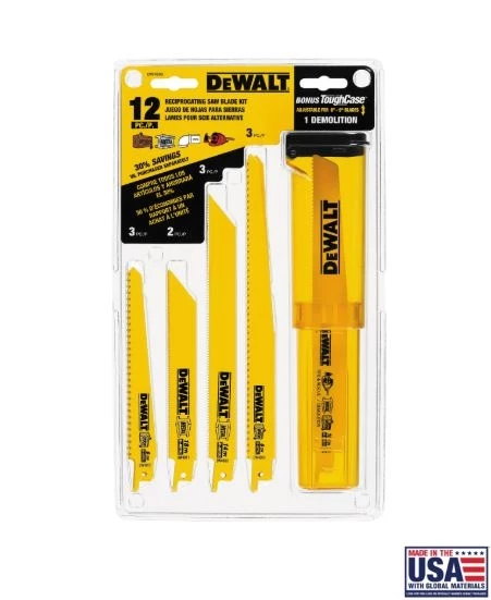 DeWalt 12 Piece Bi-Metal Reciprocating Saw Blade Set w/Telescoping Case 3 DeWalt 12 Piece Bi-Metal Reciprocating Saw Blade Set w/Telescoping Case
