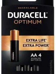 Duracell Optimum 1.5V AA Alkaline Battery 4 Pack