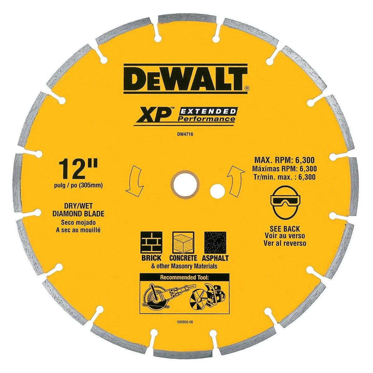 DeWalt Industrial 12-Inch Dry Cutting Segmented Diamond Saw Blade w/1-Inch Arbor 3 DeWalt Industrial 12-Inch Dry Cutting Segmented Diamond Saw Blade w/1-Inch Arbor