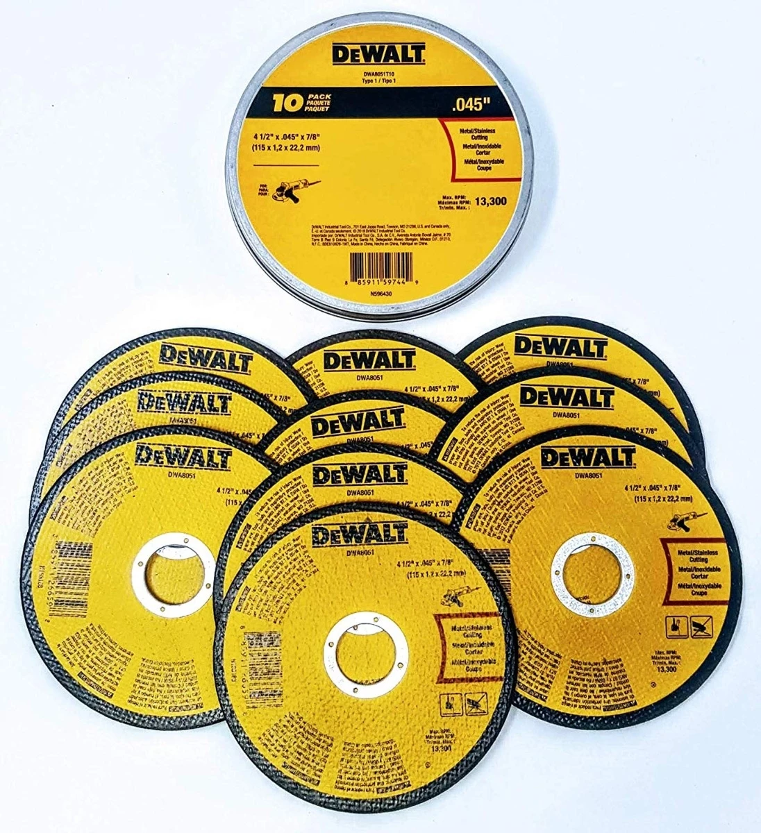 DeWalt 4-1/2" x .045" x 7/8" T1 Metal Cut-off Wheels – 10 Pack 4 DeWalt 4-1/2" x .045" x 7/8" T1 Metal Cut-off Wheels – 10 Pack - Image 2