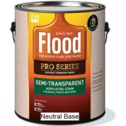 Flood Pro Series Neutral Base Pro Series Semi-Transparent Acrylic/Oil Stain, 1 Gallon