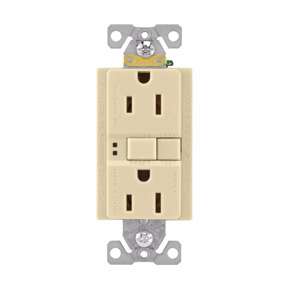 Eaton Wiring 15 Amp Duplex GFCI Receptacle Outlet-Ivory 3 Eaton Wiring 15 Amp Duplex GFCI Receptacle Outlet-Ivory