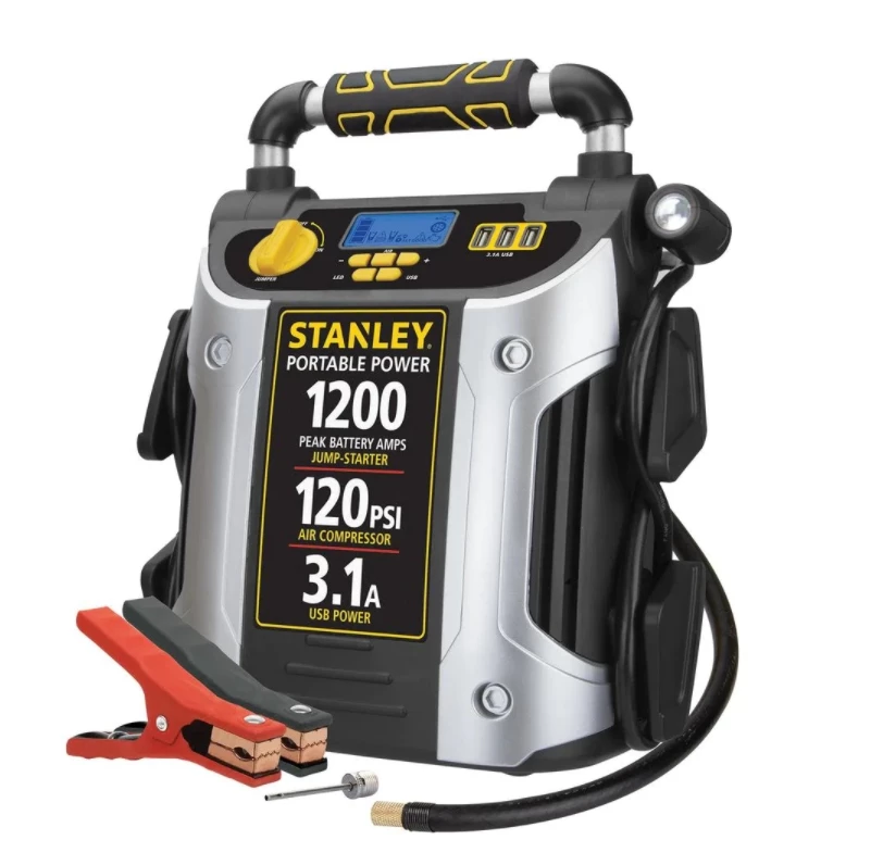 Stanley 1200 Peak Amp Portable Car Jump Starter with 120 PSI Digital Air Compressor 3 Stanley 1200 Peak Amp Portable Car Jump Starter with 120 PSI Digital Air Compressor
