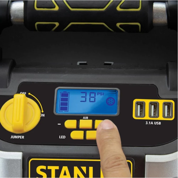 Stanley 1200 Peak Amp Portable Car Jump Starter with 120 PSI Digital Air Compressor 4 Stanley 1200 Peak Amp Portable Car Jump Starter with 120 PSI Digital Air Compressor - Image 2