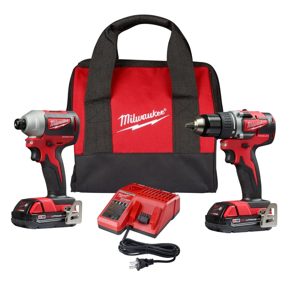 Milwaukee M18 Compact Brushless 2-Tool Combo Kit, Drill Driver/Impact Driver 3 Milwaukee M18 Compact Brushless 2-Tool Combo Kit, Drill Driver/Impact Driver