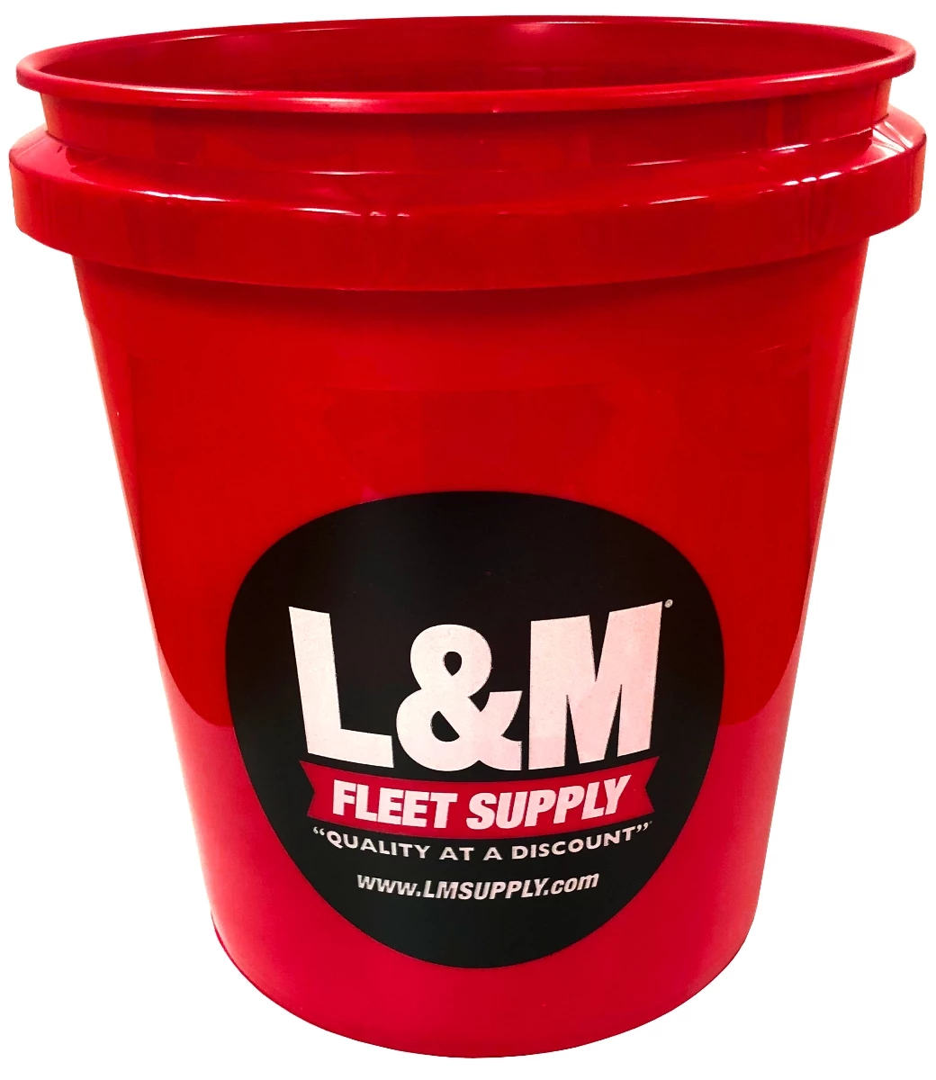 Encore Plastics 5 Gallon Pail - L&M Logo Red 3 Encore Plastics 5 Gallon Pail - L&M Logo Red