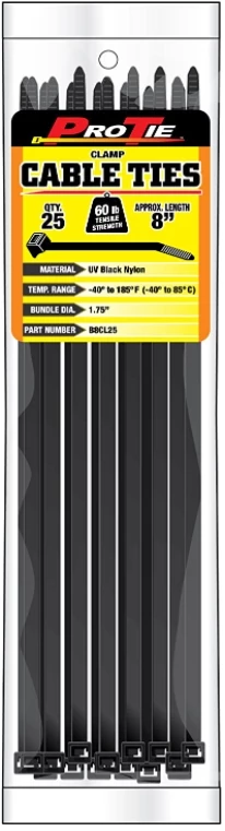 Pro Tie Clamp Head Cable Ties 25PC 3 Pro Tie Clamp Head Cable Ties 25PC