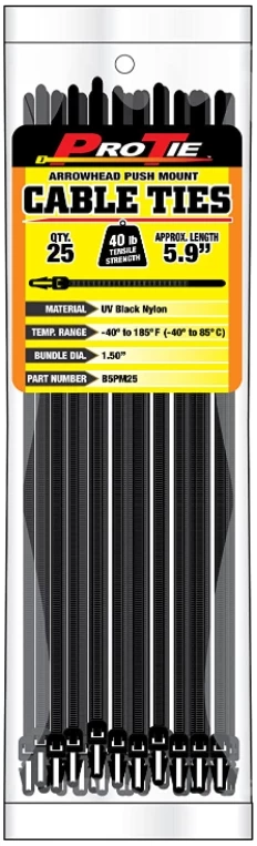 Pro Tie Arrowhead / Fir Tree Push Mount Cable Ties 25 PC 3 Pro Tie Arrowhead / Fir Tree Push Mount Cable Ties 25 PC