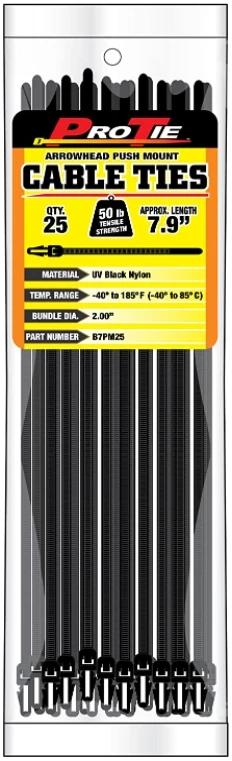 Pro Tie Arrowhead / Fir Tree Push Mount Cable Ties 25 PC 4 Pro Tie Arrowhead / Fir Tree Push Mount Cable Ties 25 PC - Image 2