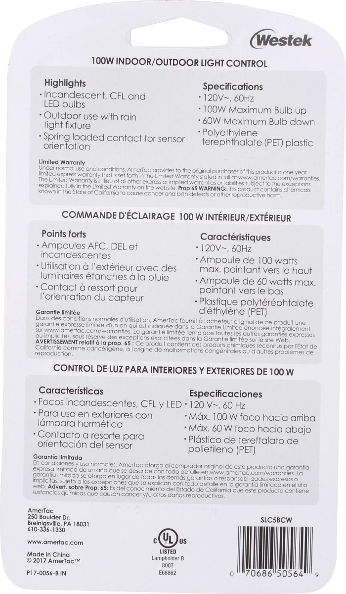 Amertac Indoor/Outdoor Dusk to Dawn Light Control - White 9 Amertac Indoor/Outdoor Dusk to Dawn Light Control - White - Image 7