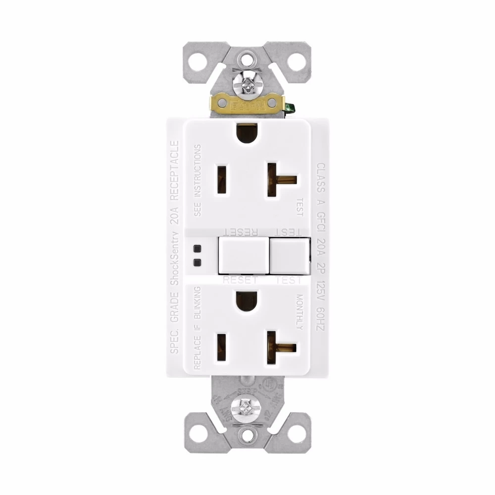 Eaton Wiring 20 Amp Duplex GFCI Receptacle Outlet-White 3 Eaton Wiring 20 Amp Duplex GFCI Receptacle Outlet-White