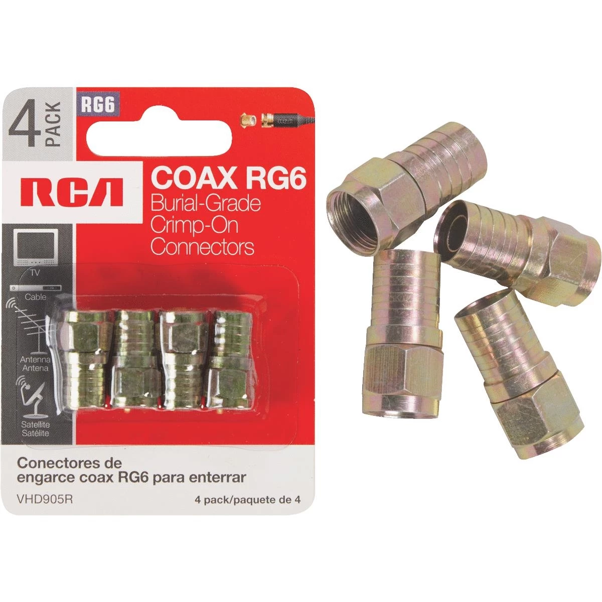 Audiovox VHD905R RG6 Burial Connector - 4 Pack 4 Audiovox VHD905R RG6 Burial Connector - 4 Pack - Image 2